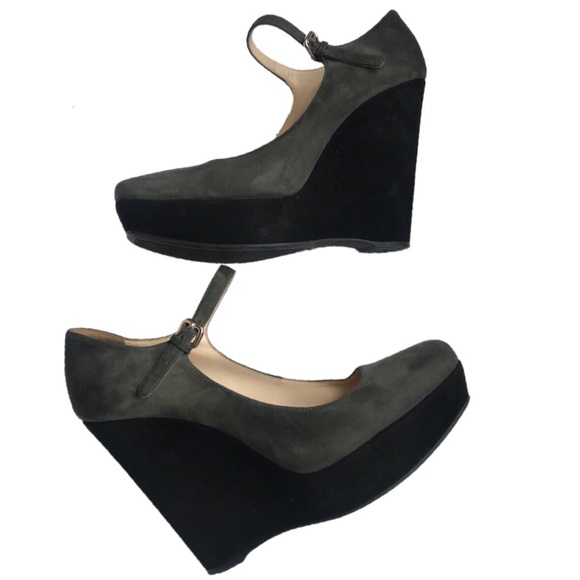 Prada Shoes - Prada two-tone Mary Jane wedge platforms size 40